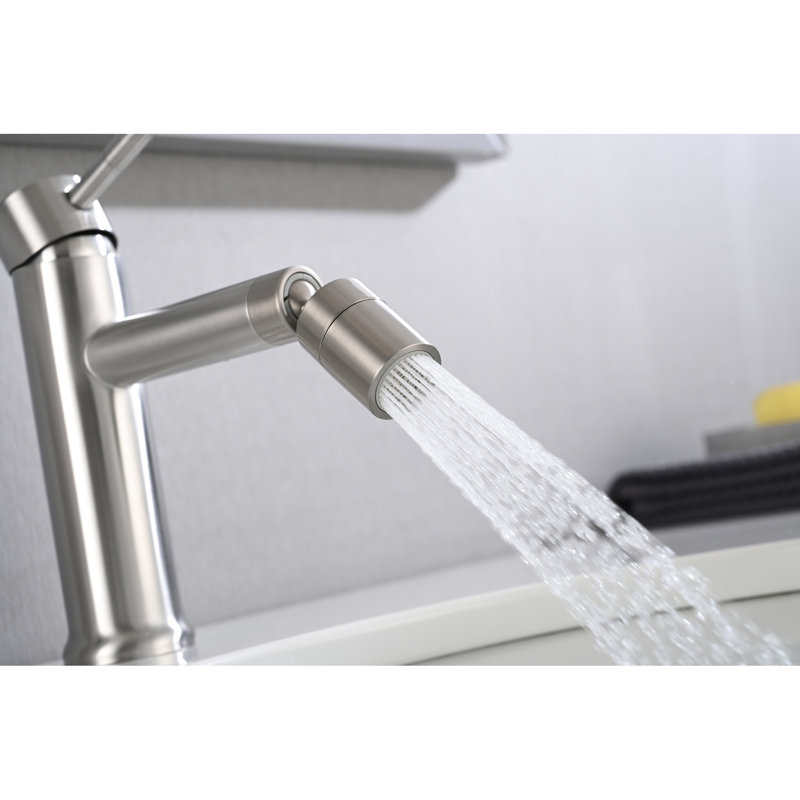 2 Mode Bathroom Sink Faucet, Brushed Nickel Plating, 360 Rotating Aerator, Stainless Steel Faucet For Bathroom, Appearance Feature,