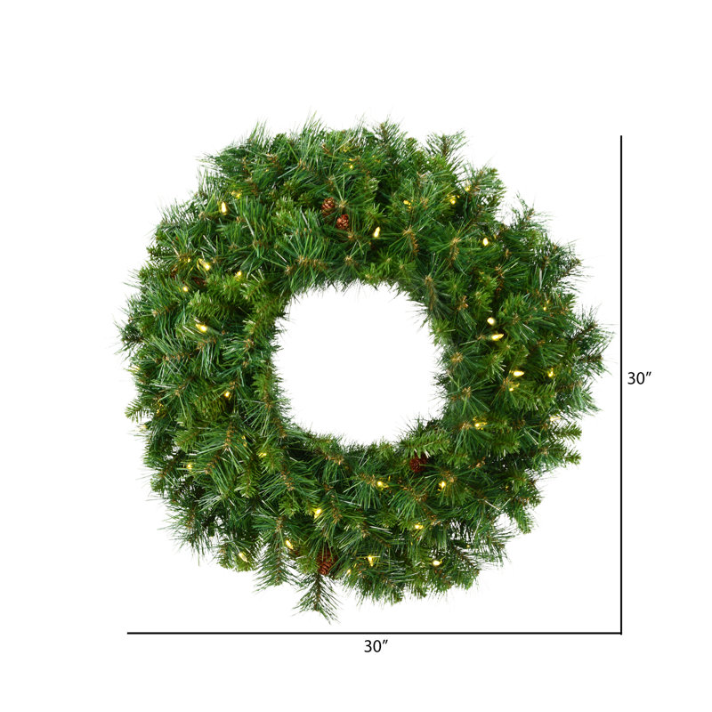 Nauman Faux Mixed Assortment Wreath, Warm White, 30" H x 30" W