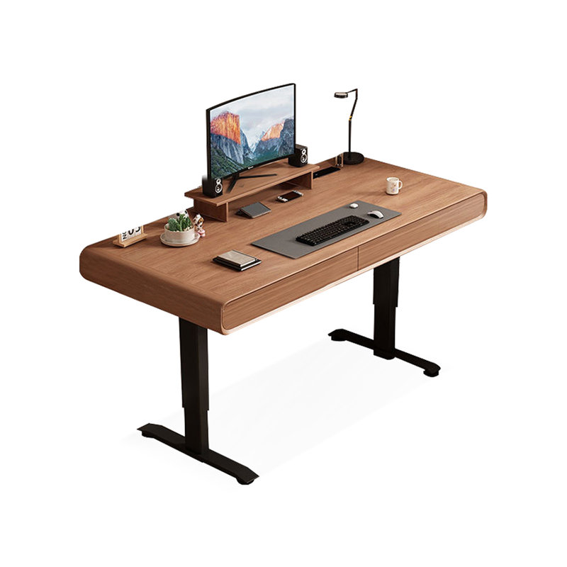 Black&Walnut  Rectangular Solid Wood Standing desk with drawers desk, 45.28" H x 47.24" W x 23.62" D