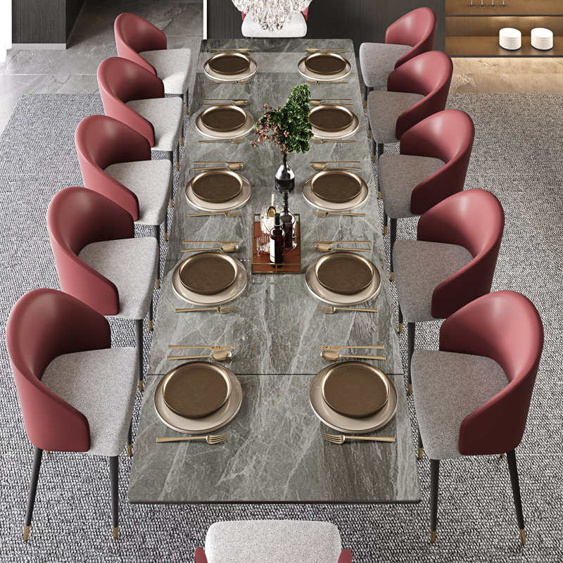Cerinle 78.74'' To 110.24'' Extendable Rectangular Sintered Stone Dining Table For 10-12, Gray