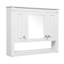 Armoire de salle de bain murale 35 pouces avec miroir, armoire à pharmacie murale avec tablette ouverte, armoire de rangement à porte sur miroir, blanc