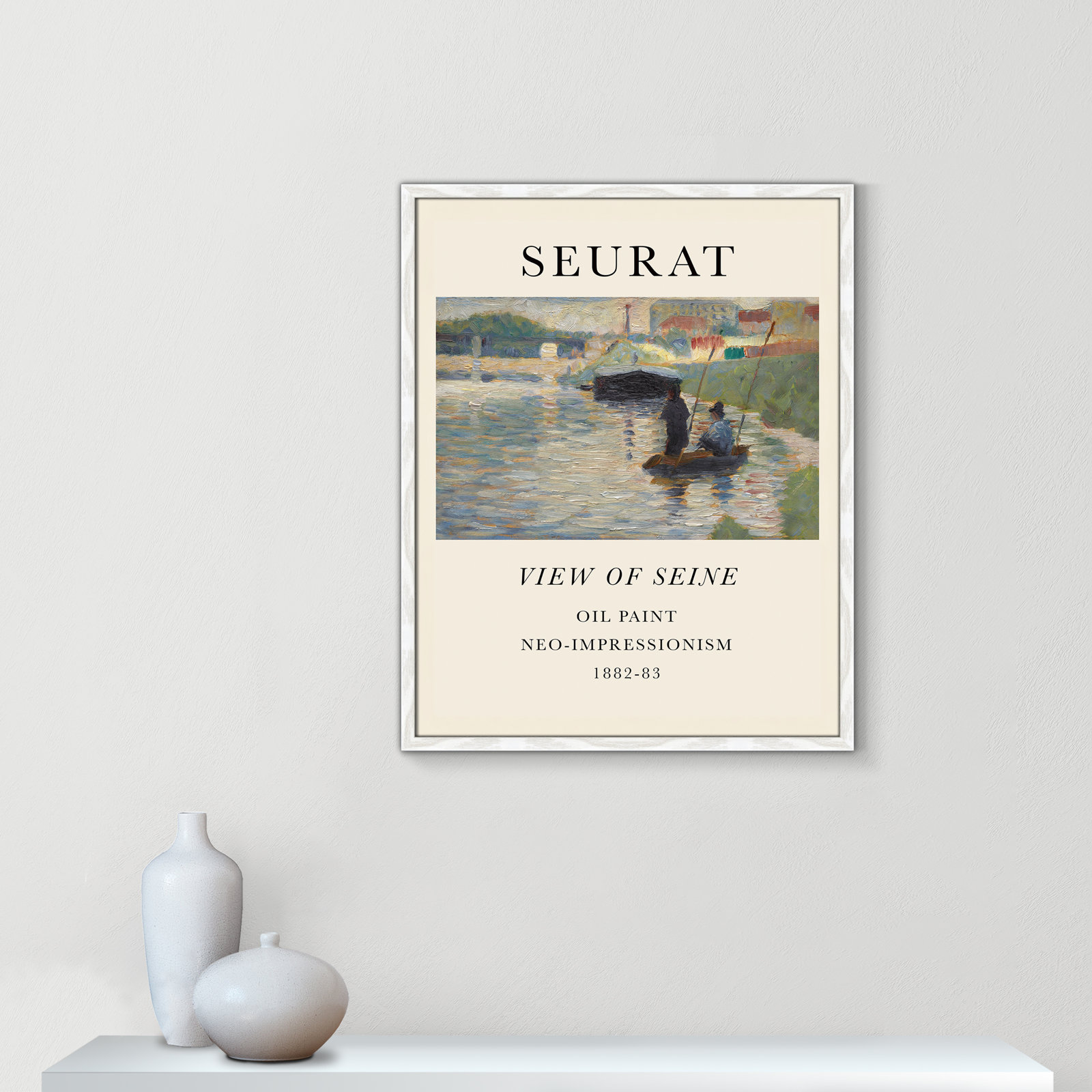 View Of Seine by Georges Seurat, No, White Single Picture Frame, 29.5" H x 23.5" W x 0.75" D