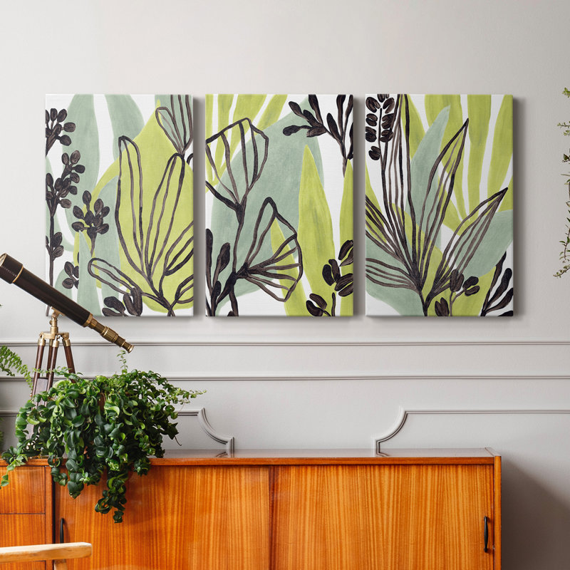 Collage tropical I, toile tendue avec châssis de qualité supérieure - prête à être accrochée, H 12 po x l 8 po x P 1 po