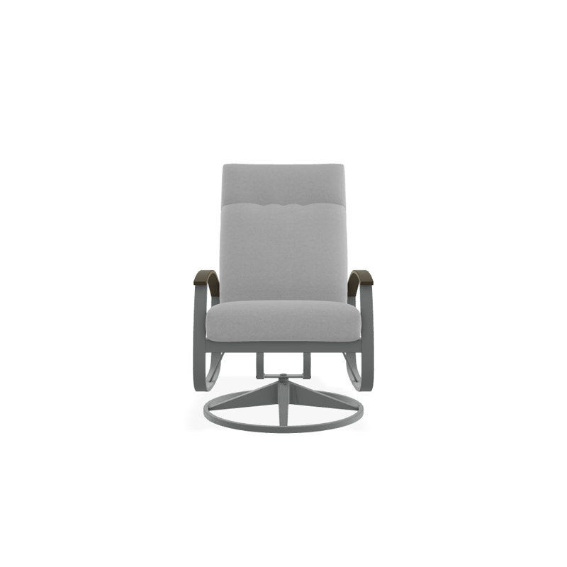 Chaise berçante pivotante réglable avec coussins Askar, Éblouissement, Bois de plage P40, Graphite texturé