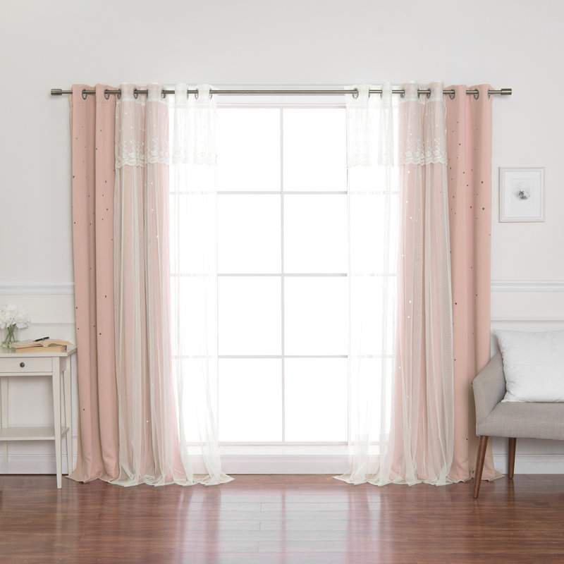 Mazzone Room Darkening Curtain, Dusty Pink