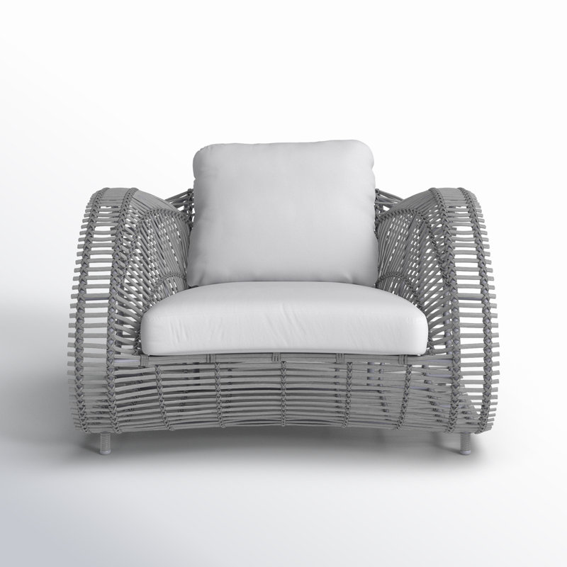 Chaise de patio avec coussins Dochi, Toile blanche Sunbrella®