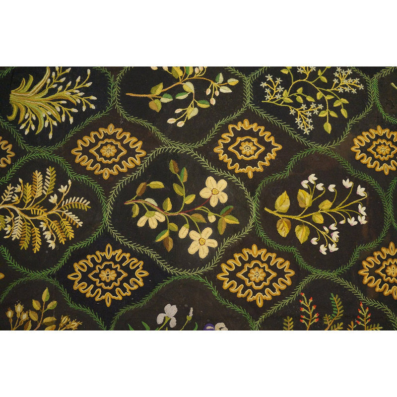 Tapis de grande taille à motif floral gris anthracite