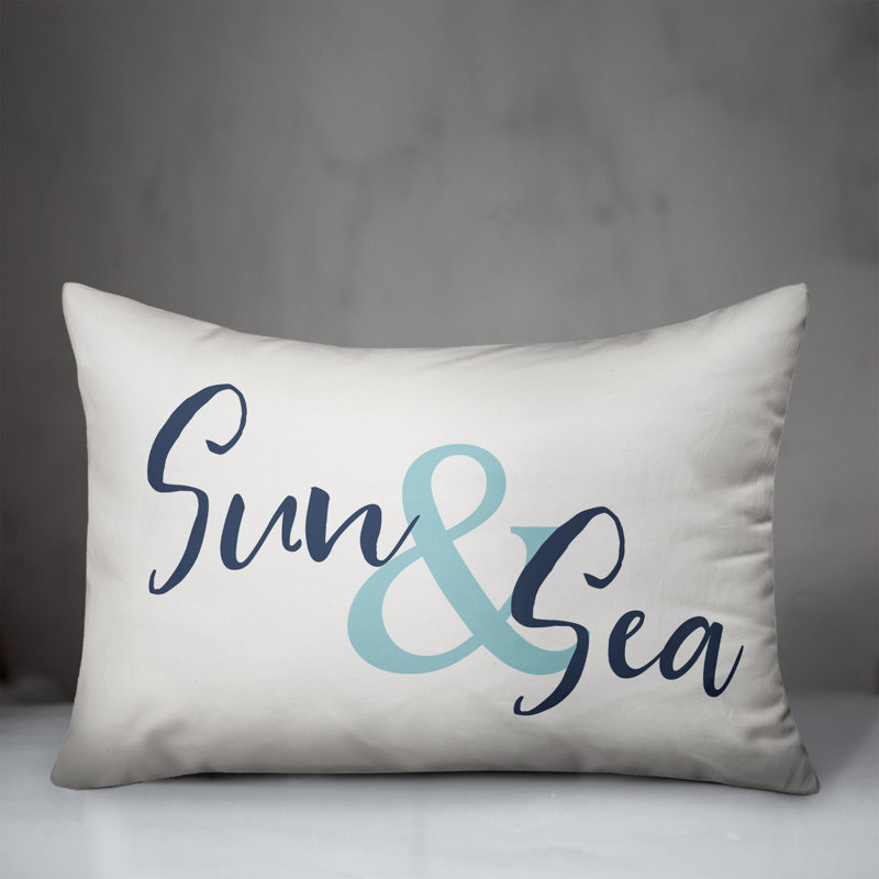  Housse et insert de coussin rectangulaire Sun and Sea, Bleu marine