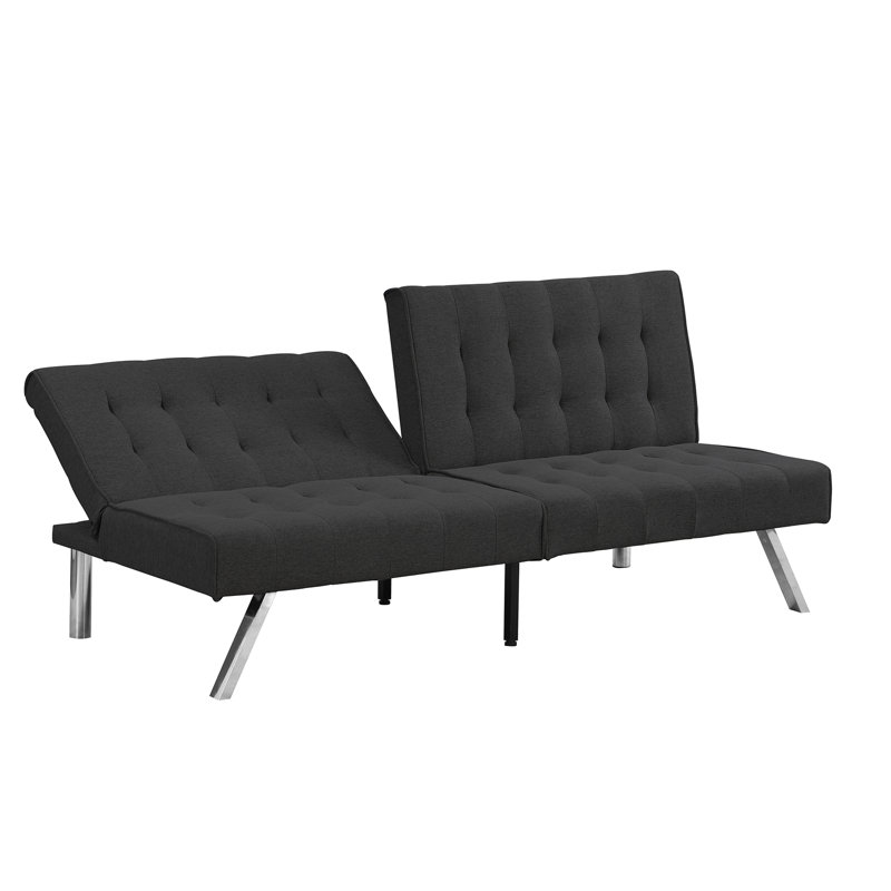 Canapé-lit polyvalent en bois avec pieds en acier inoxydable pour des espaces de vie élégants, Black
