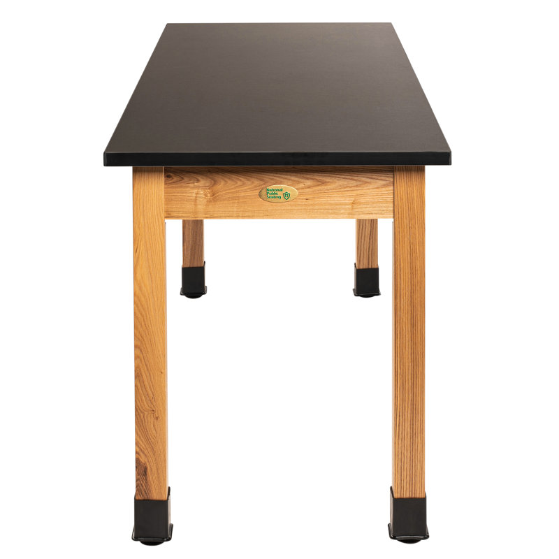 54" Light Wood and Black Chemical Resistant Science Lab Table