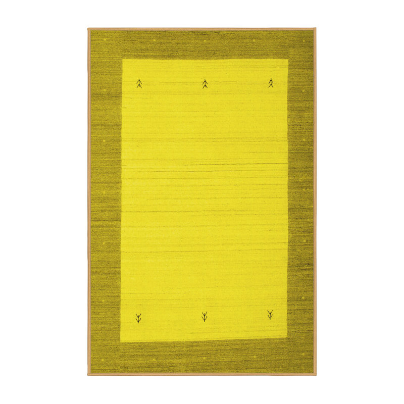 Tapis contemporains jaunes lavables à la machine 569, Rectangle 2 pi x 3 pi