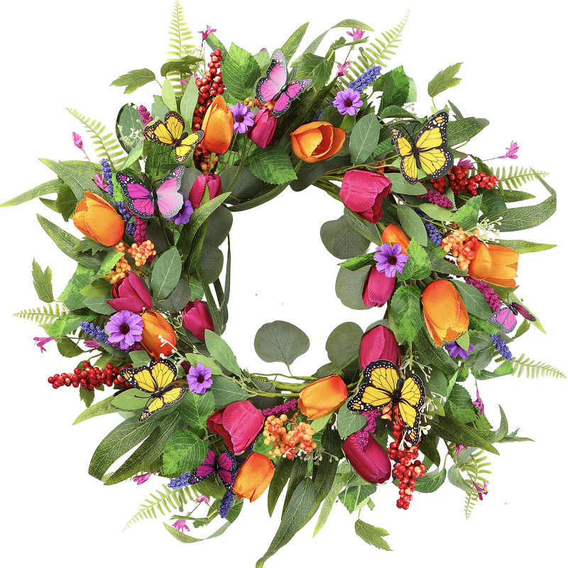 Couronne de tulipes artificielles 22 pouces