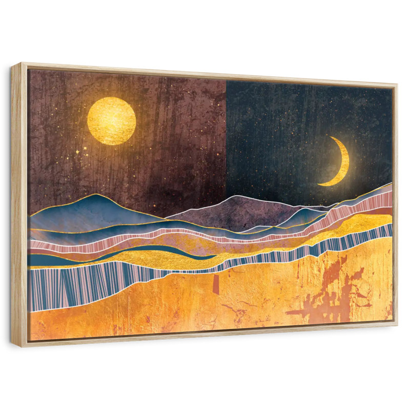 Blairs Dusk To Dawn, Floating Frame Natural Wood, 31" X 21"