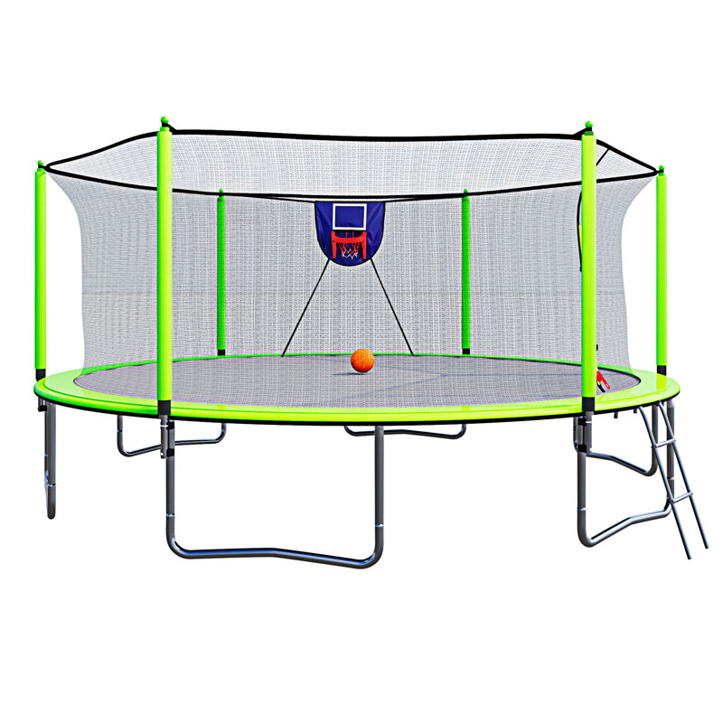 Trampoline 15 pi avec gonfleur et échelle pour panier de basketball, Vert