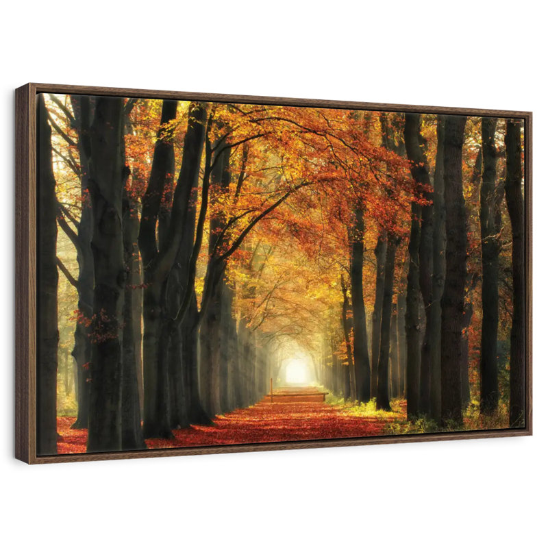 In Love With Fall Again, 37 po x 25 po, Cadre flottant noyer