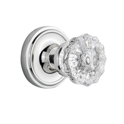 Bouton de porte mortaise intérieur en cristal transparent avec rosette classique