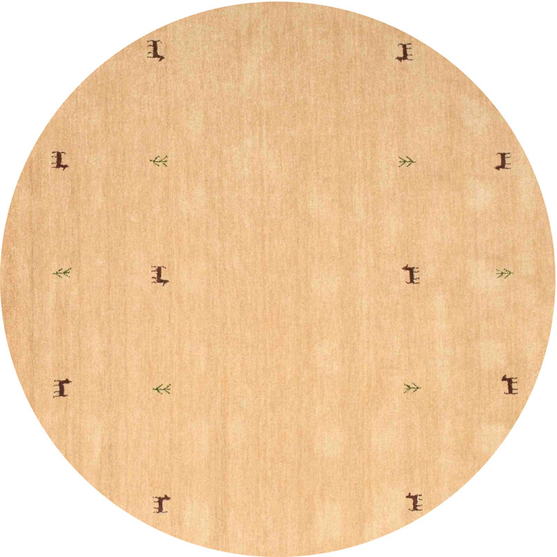 Tapis de zone jaune clair contemporain, Rond 5 pi