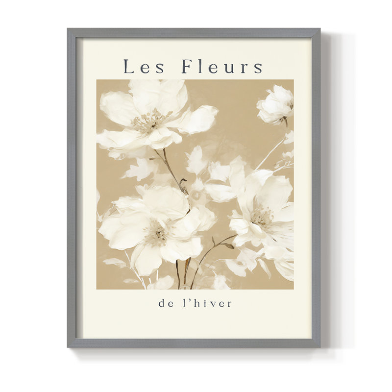 Vintage Floral Print XXXII Framed Print - Solid Wood, H 11 po x l 9 po, Gris