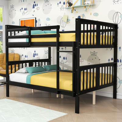 Space-Saving Full-Over-Full Bunk Bed With Safety Features And Ladder