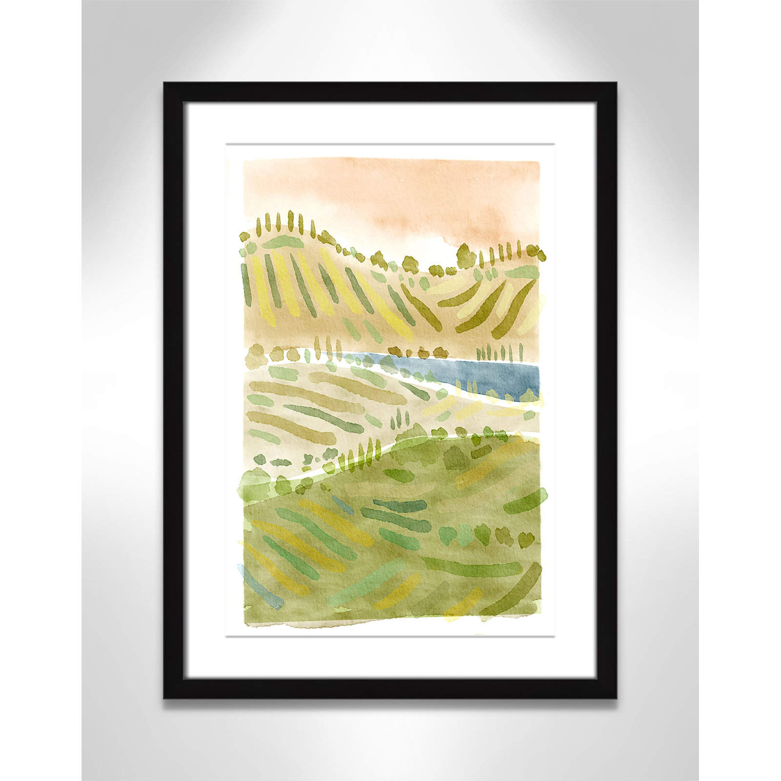 Tuscan Countryside Print by Leah Straatsma, Black Single Picture Framed Paper, White, 23" H x 17" W x 1.25" D