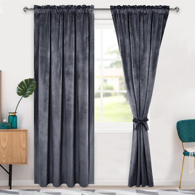 2 panneaux de rideaux et de rideaux en velours pour la chambre à coucher et le salon, 2 rideaux filtrant la lumière avec passe-tringle, 80% à 133% de panneaux d'intimité thermiques pour la maison
