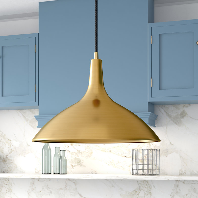 Luminaire suspendu conique à 1 lumière Cendra, Laiton