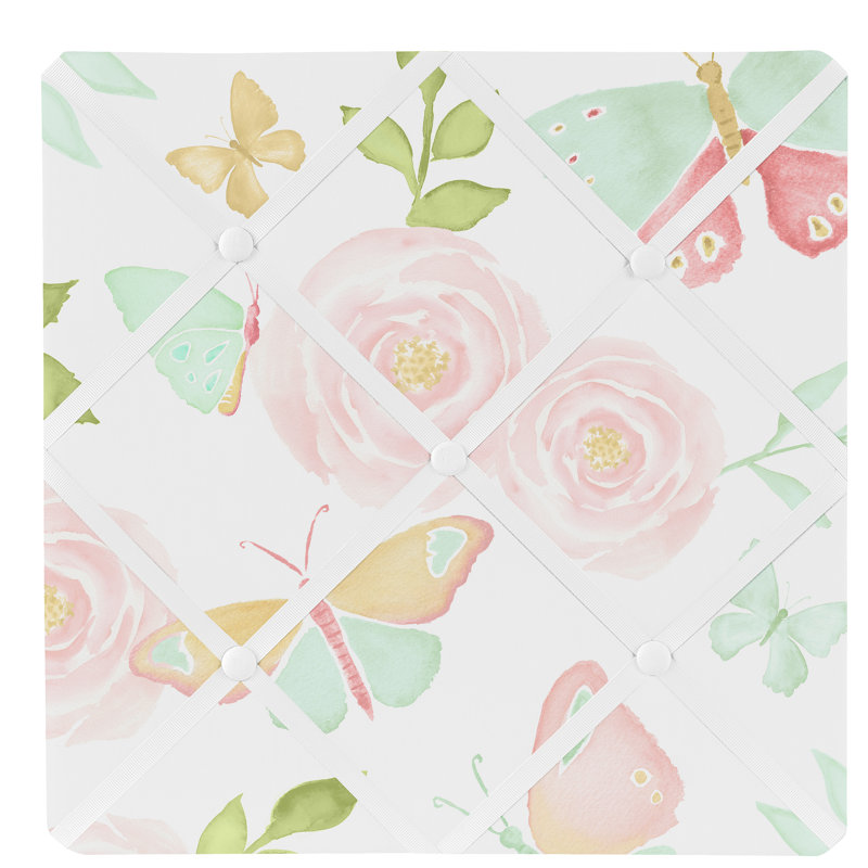 Blush Pink and Mint Butterfly Floral Fabric Memo Board