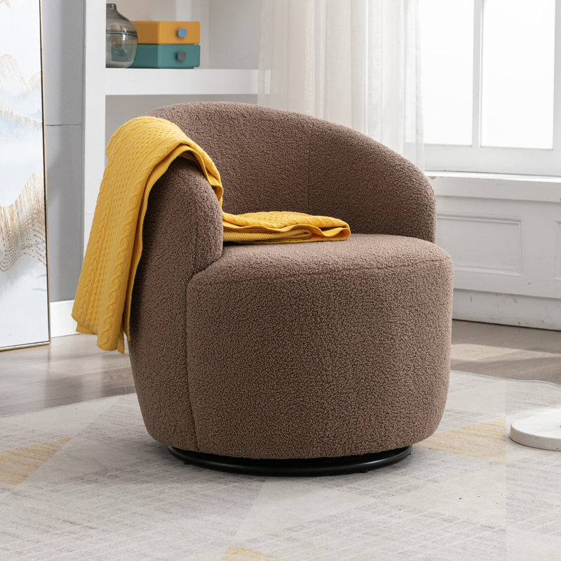 Genece Upholstered Swivel Accent Chair, Coffee Teddy Fabric