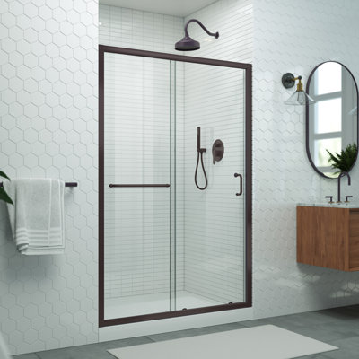 Levantine 44-48 in. W x 72 in. H Semi-Frameless Sliding Shower Door, Clear Glass