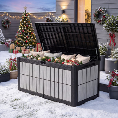 Balconera Signature 120 Gallons Lockable Resin Deck Box with Lock,Gray