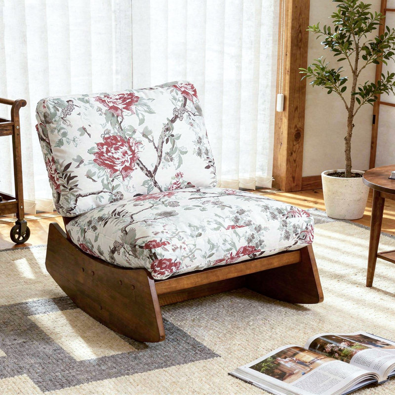 Solid Wood Rocking Chair, Plants Floral