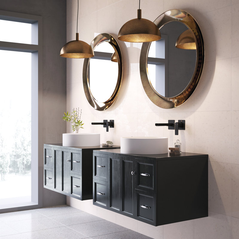 Lavabo de salle de bain rond fait à la main blanc mat L 16 po x l 16 po x H 5 po Anvil