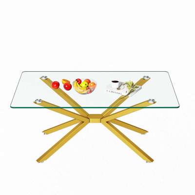 39.37" Rectangle Clear Glass Glass Coffee Table by GRILLO HOME
