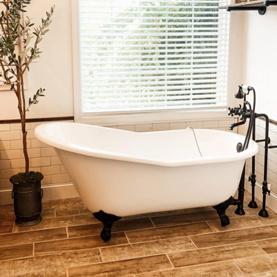 Charlotte 60.5'' x 30'' Soaking Cast Iron Bathtub with Faucet
