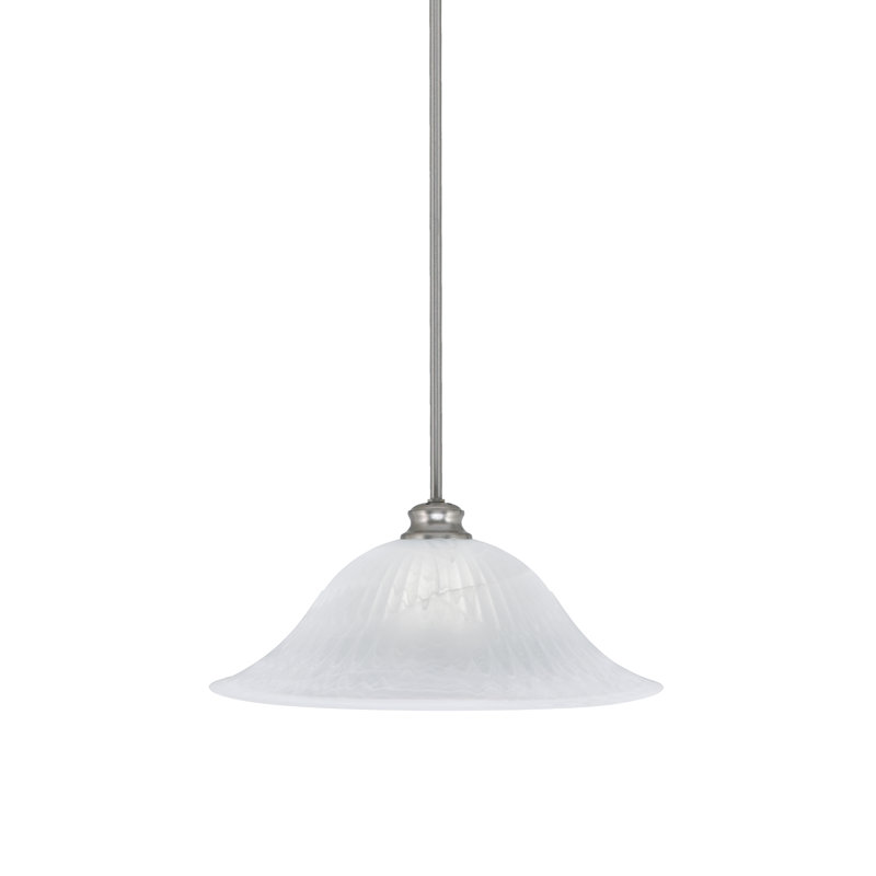 Luminaire suspendu suspendu avec tige en verre blanc albâtre de 20 po, Nickel brossé