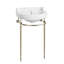 Console Whitehaus de 22 po avec cuve semi-circulaire, repose-pieds en laiton massif et porte-serviettes à l'avant-116863423-116863418