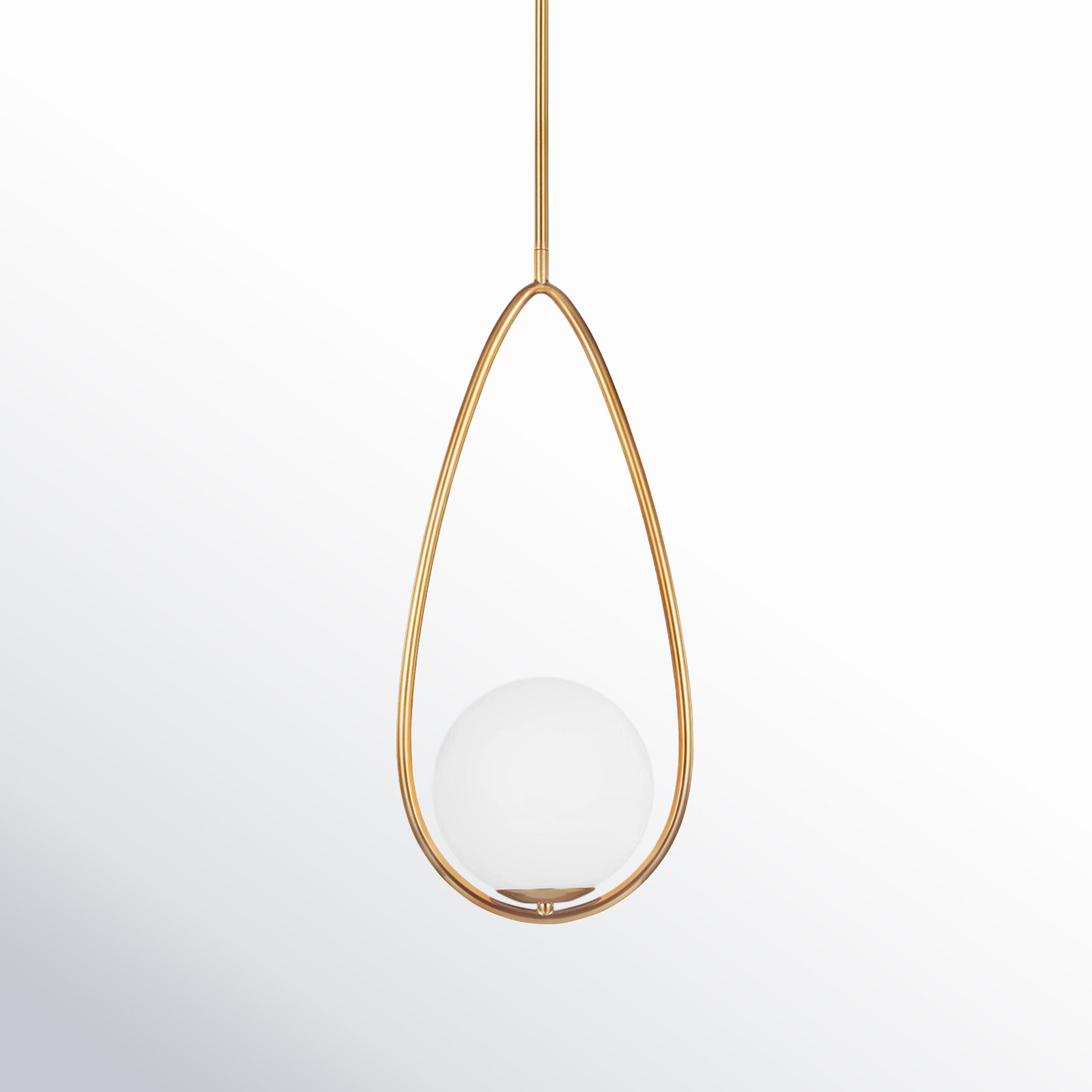 Alain Single Light Glass Dimmable Pendant, Burnished Brass
