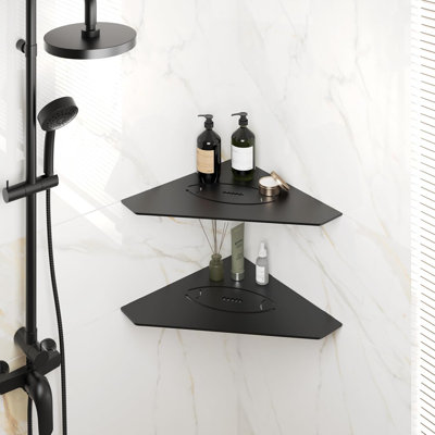 Ferdy 2-Pack Recessed Corner Shower Shelf For Tiled Walls, No-Drill Floating Bathroom Storage Organizer, 304 Stainless Steel Shower Caddy With Efficient Drainage