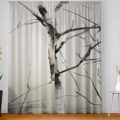 Three Birches Trees Blackout Curtains Pair for Home Decor