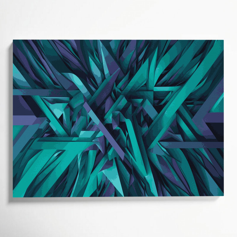 «Geometric Abstraction 73», art mural sur toile bleue, H 12 po x l 18 po