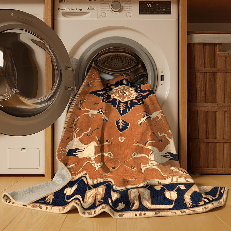 Tapis brun lavable à la machine, Carré 4 pi