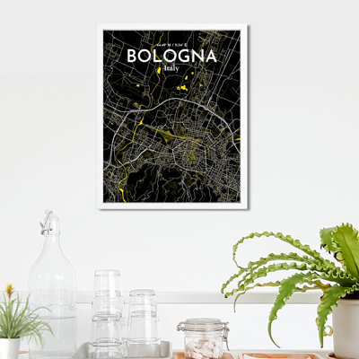 Carte de la ville d'Italie, ensemble d'art graphique non encadré