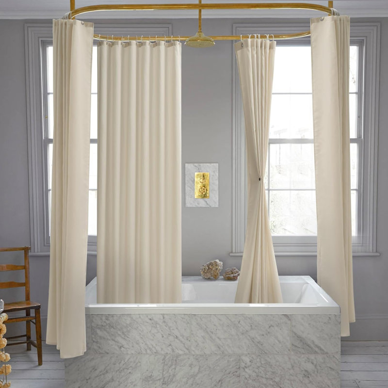 Rideau de douche Miltiadis avec crochets inclus, H 70,8 po x l 78,7 po, Beige