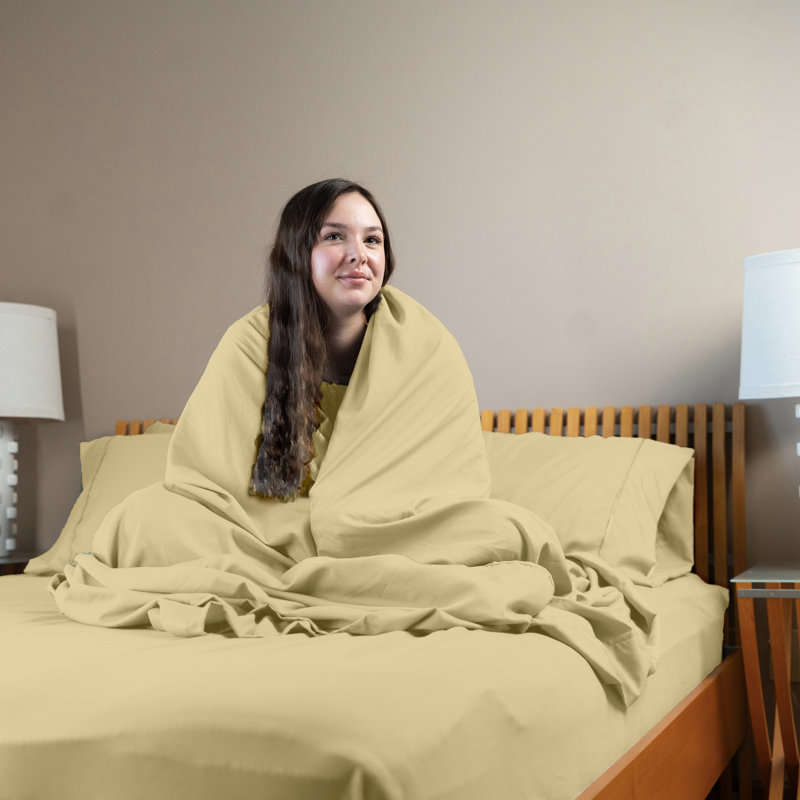 Ultra Soft Bamboo Sheet Set - 4 Pc Set - Wrinkle Resistant - Cooling Sheets with Deep Pockets, Butter