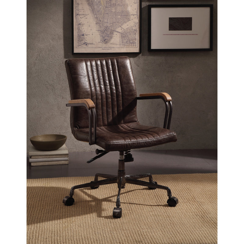 Chaise de bureau pivotante chocolat Distress