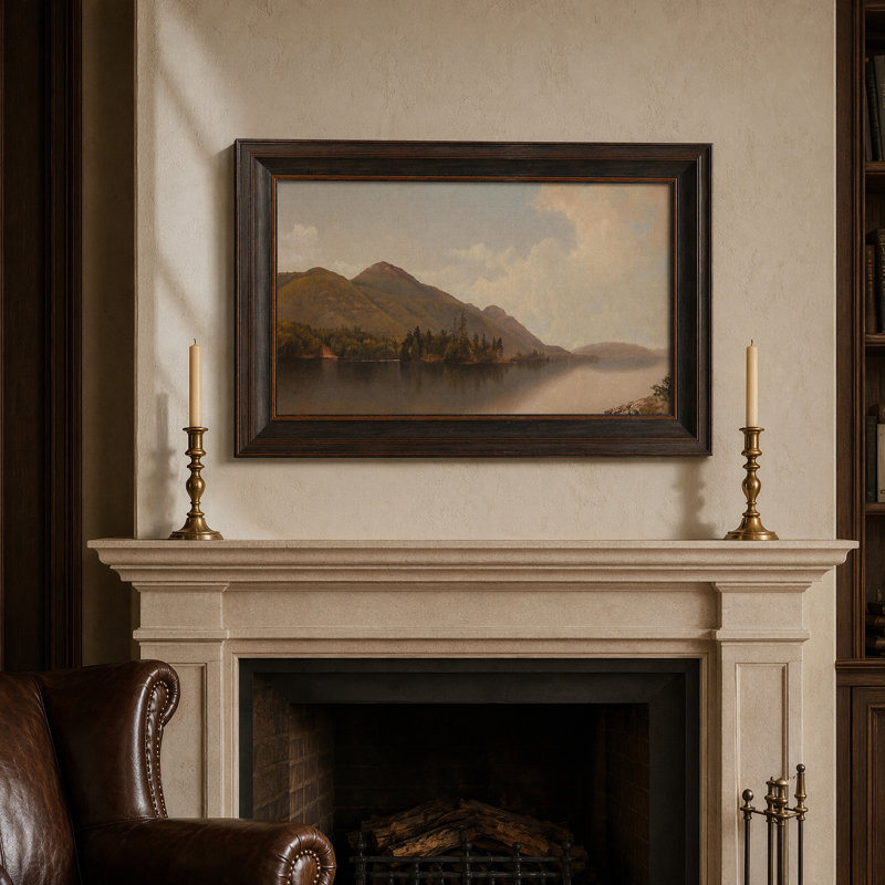 «Vintage Mountain Lake», art mural encadré rétro