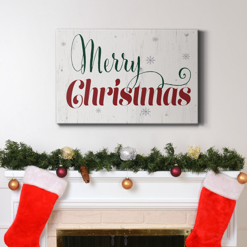 «Merry Christmas», art textuel sur toile tendue, H 48 po x l 32 po x P 1,5 po