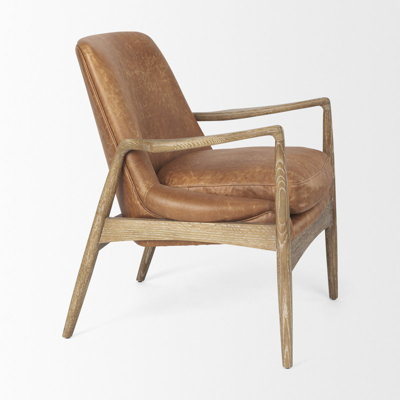 Fauteuil Rushmore, Similicuir cognac, Brun pâle