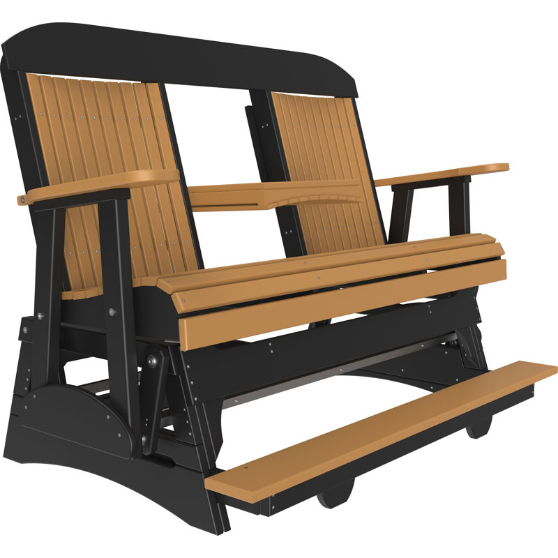Banc d'extérieur coulissant en polywood, Brun clair / noir