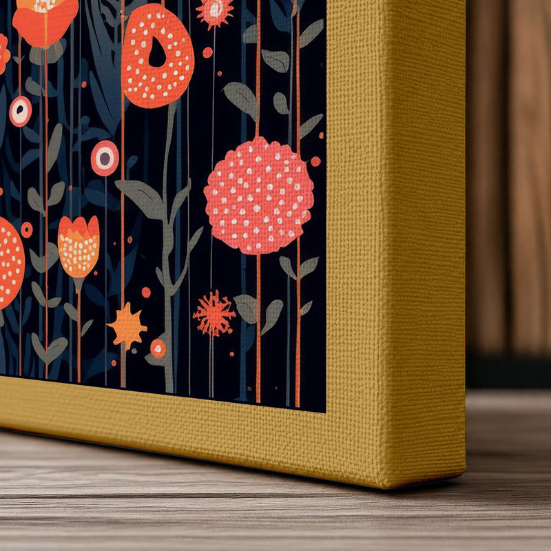 Enchanted Night Garden Botanical - Wrapped Canvas, 18x12 - 45.7 x 30.5 cm, Ochre Border